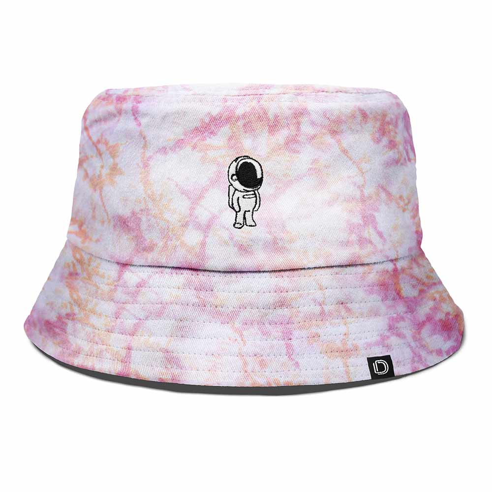 Dalix Astronaut Tie Dye Bucket Hat Cotton Embroidery Casual Outdoor Style Mens in Tie Dye Pink M Medium