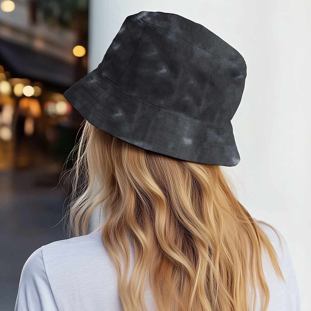 Dalix Butterfly Tie Dye Bucket Hat Cotton Embroidery Casual Outdoor Style Womens in Tie Dye Black M Medium