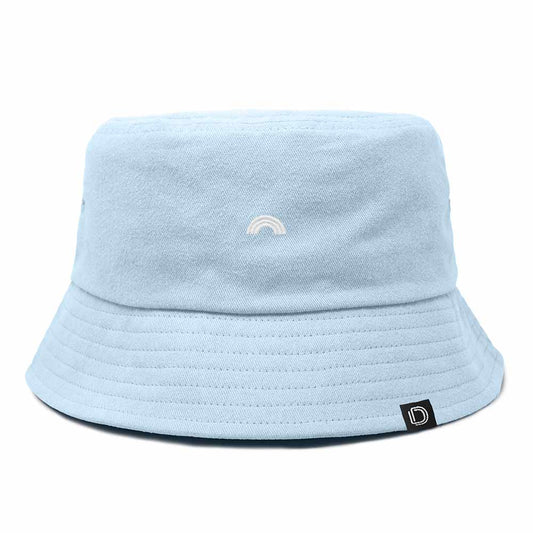 Dalix Lil Rainbow Embroidered Cotton Cap Outdoor Bucket Hat Womens in Forever Blue L Large