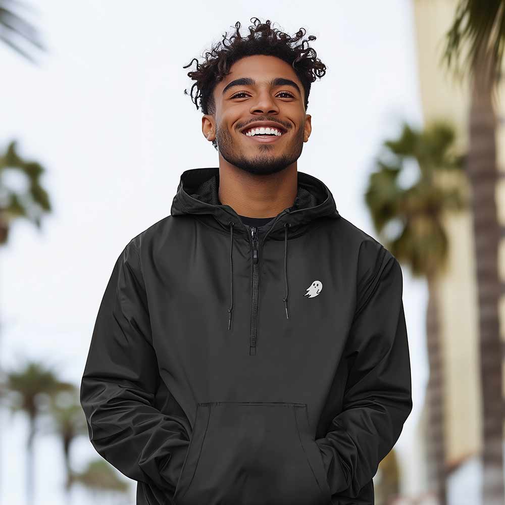 Dalix Ghost Pullover Jacket Lightweight Windbreaker Outdoor Running Breathable Hiking Travel Mens in Black 2XL XX-Large