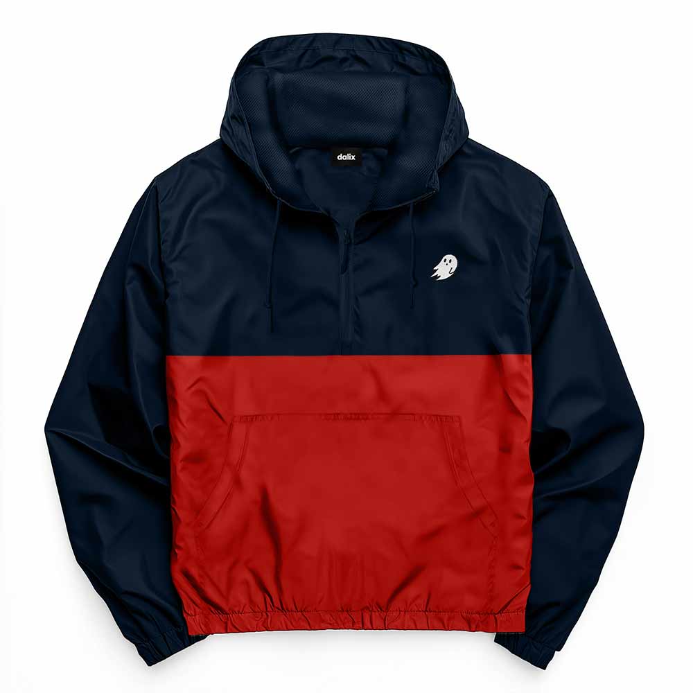 Dalix Ghost Pullover Jacket Lightweight Windbreaker Outdoor Running Breathable Hiking Travel Mens in Navy Red 2XL XX-Large