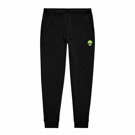 Dalix Alien Embroidered Jogger Pant Soft Fleece Relaxed Fit Lounge Mens in Black 2XL XX-Large
