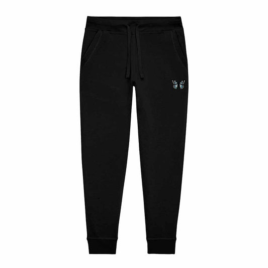Dalix Butterfly Embroidered Jogger Pant Soft Fleece Relaxed Fit Lounge Womens in Black 2XL XX-Large