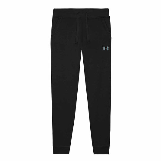 Dalix Butterfly Embroidered Jogger Pant Soft Fleece Relaxed Fit Lounge Womens in Black S Small