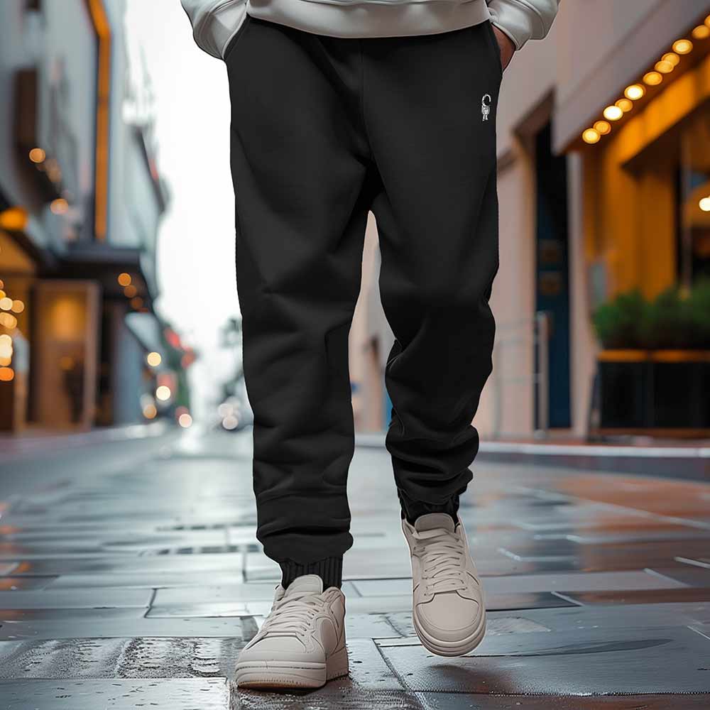 Dalix Astronaut Embroidered Sweatpant Heavy Weight Fleece Relaxed Fit Lounge Mens in Black S Small
