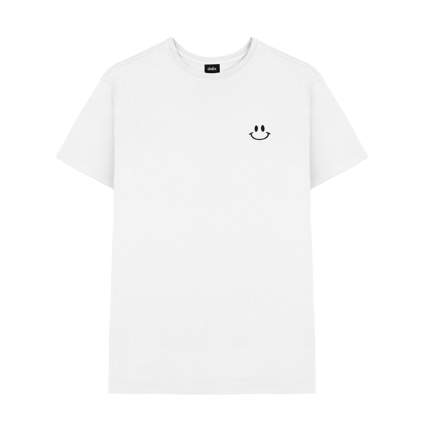 Dalix Smile Face Embroidered Soft Cotton Short Sleeve T Shirt Mens