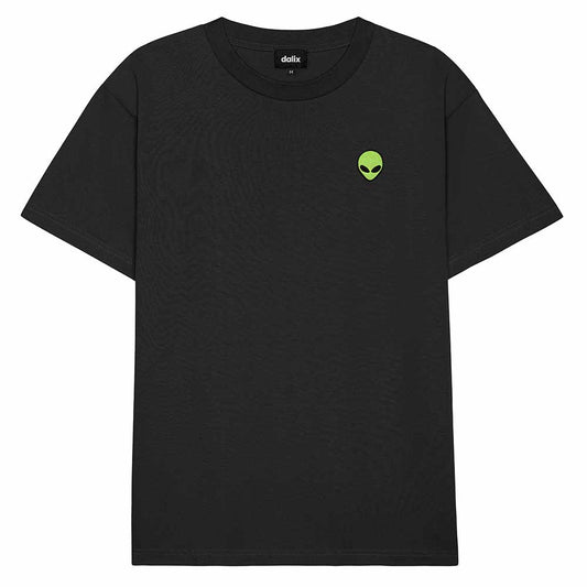 Dalix Alien Heavy Cotton Short Sleeve Summer Tee Mens in Black S Small