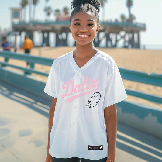 Dalix Heartly Ghost Baseball Jersey Varsity Shirt