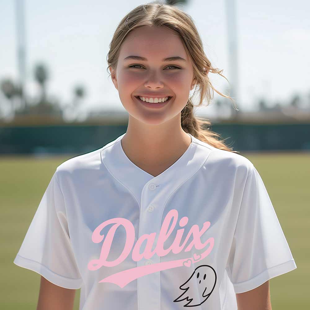 Dalix Heartly Ghost Baseball Jersey Varsity Shirt