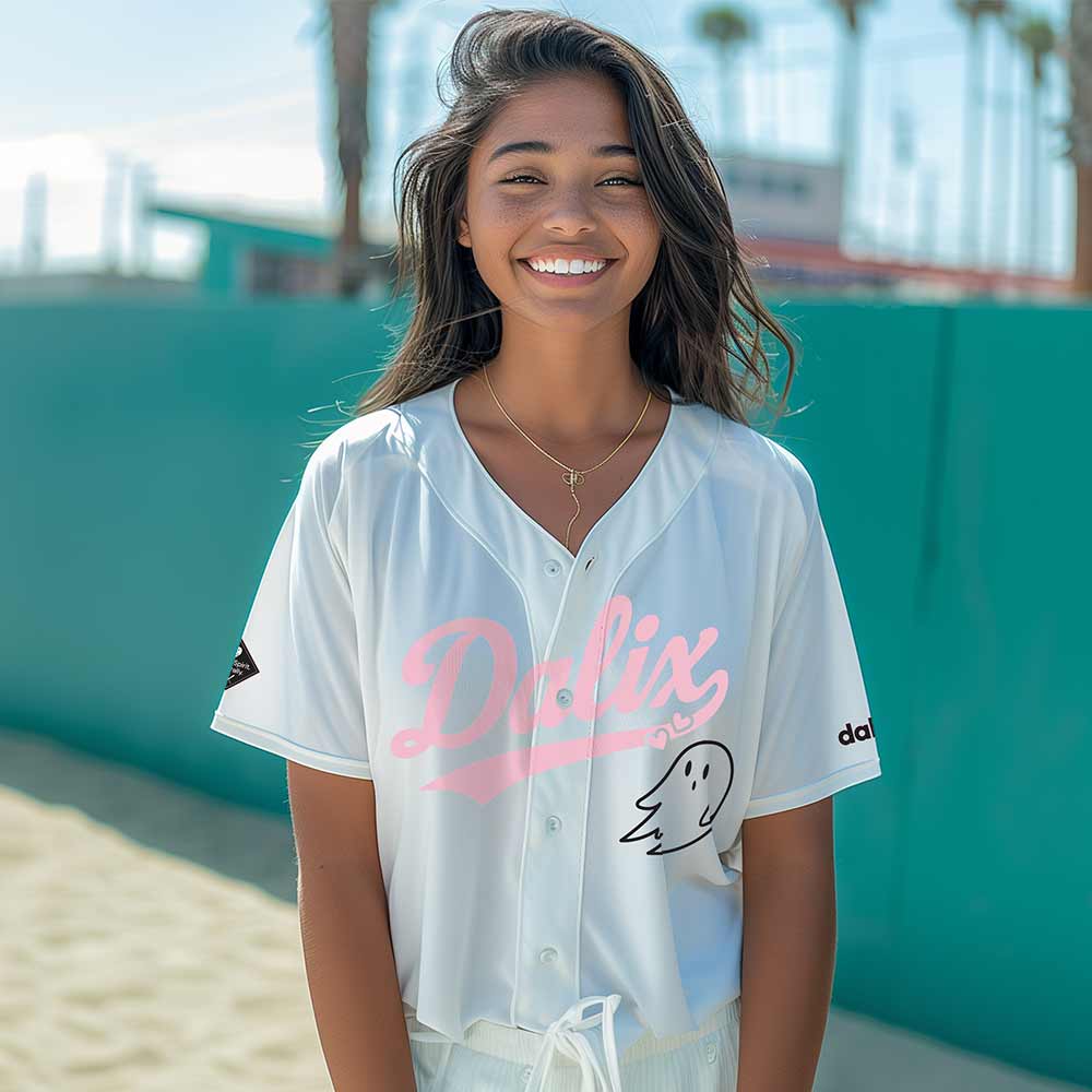 Dalix Heartly Ghost Baseball Jersey Varsity Shirt