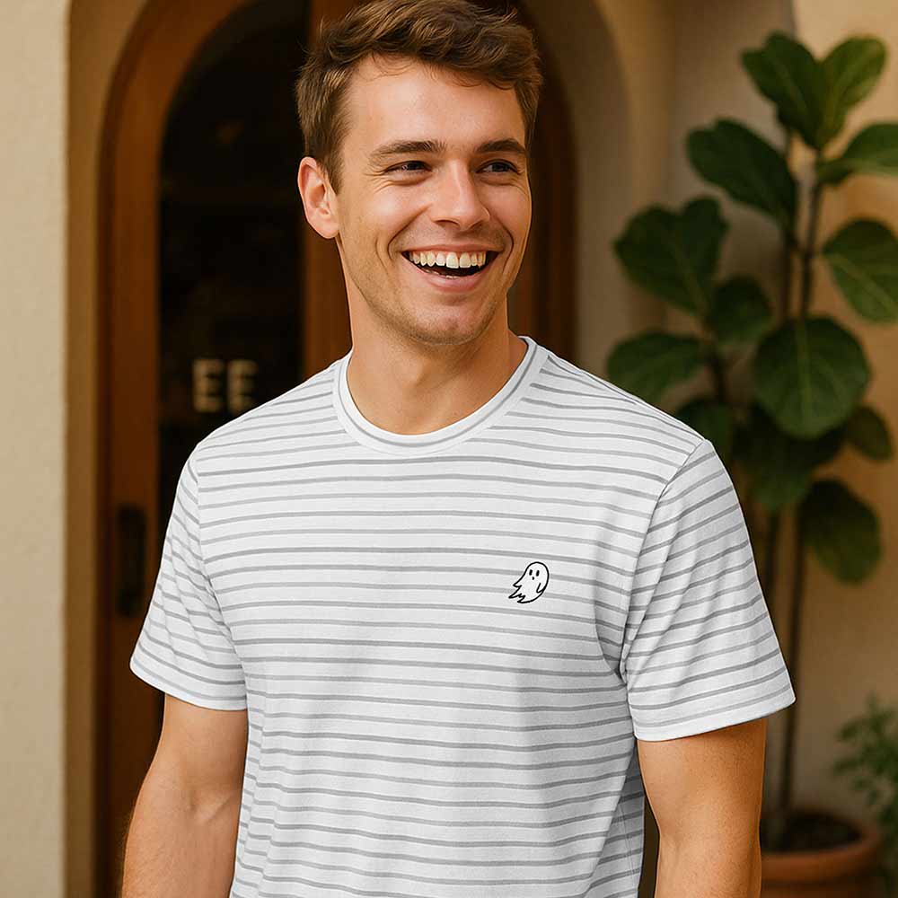 Dalix Mens Ghost Striped Jersey Tee Short Sleeve Spring Summer in Shadow Stripe S Small