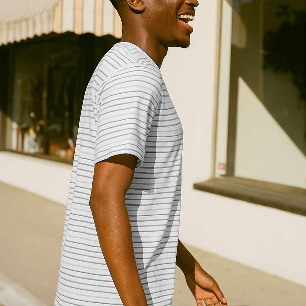 Dalix Mens Ghost Striped Jersey Tee Short Sleeve Spring Summer in Shadow Stripe S Small