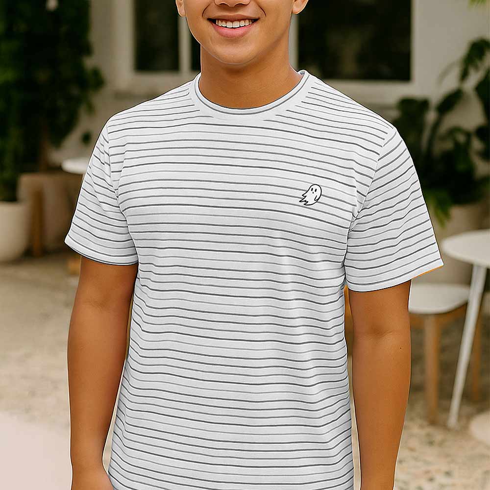 Dalix Mens Ghost Striped Jersey Tee Short Sleeve Spring Summer in Shadow Stripe S Small