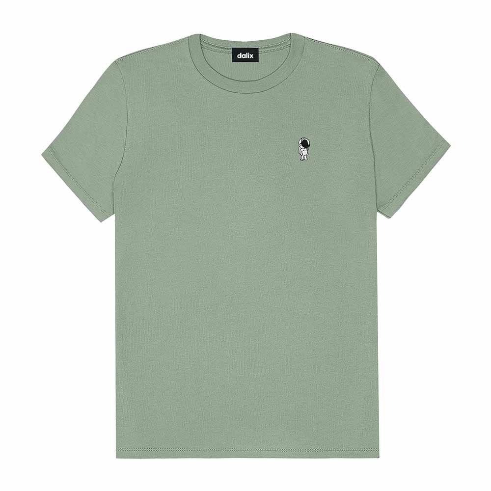 Dalix Astronaut Embroidered Lightweight Relaxed Jersey Tee Summer Cute Space Womens in Sage 2XL XX-Large