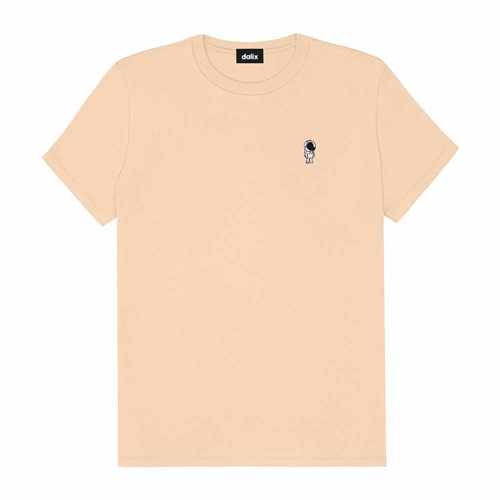 Dalix Astronaut Embroidered Lightweight Relaxed Jersey Tee Summer Cute Space Womens in Sand 2XL XX-Large