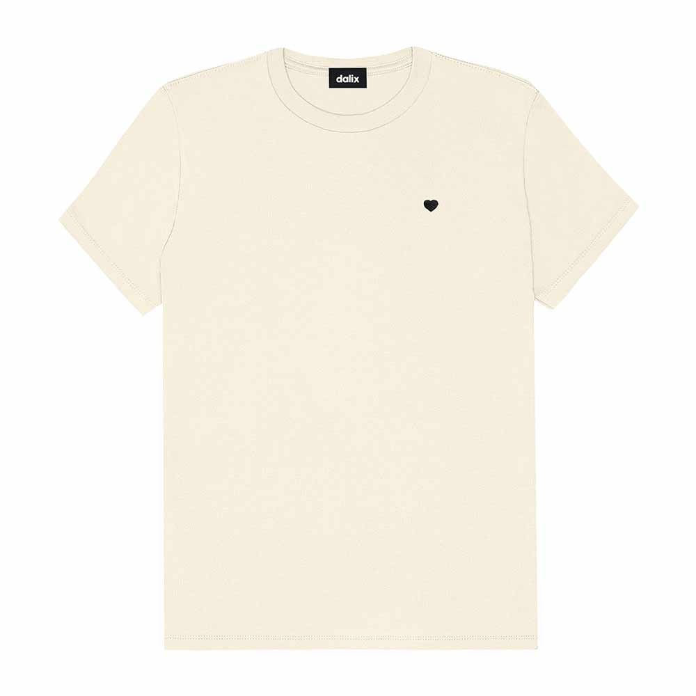 Dalix Lil Heart Face Embroidered Lightweight Relaxed Jersey Tee Summer Cute Short Sleeve T Shirt Womens in Natural 2XL XX-Large