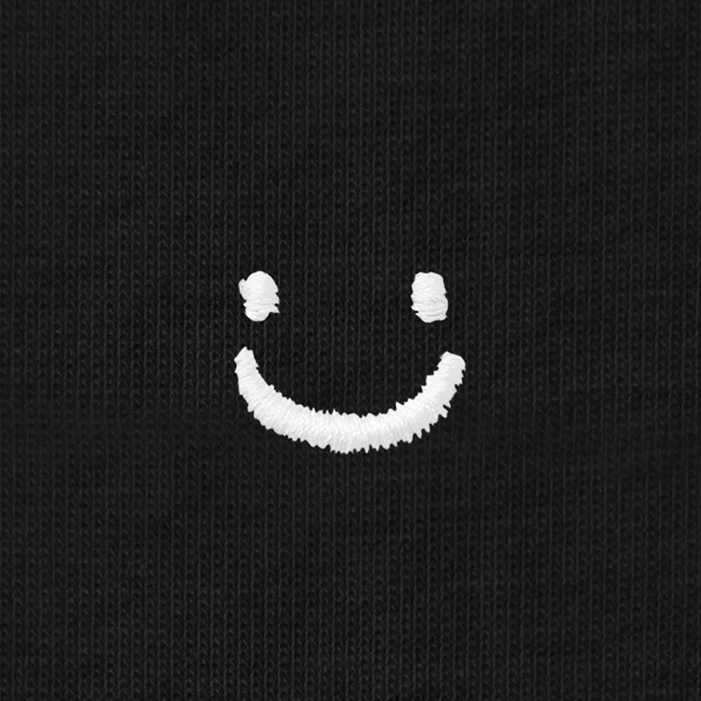 Dalix Lil Smile Face Embroidered Lightweight Relaxed Jersey Tee Summer Cute Short Sleeve T Shirt Womens in Black 2XL XX-Large