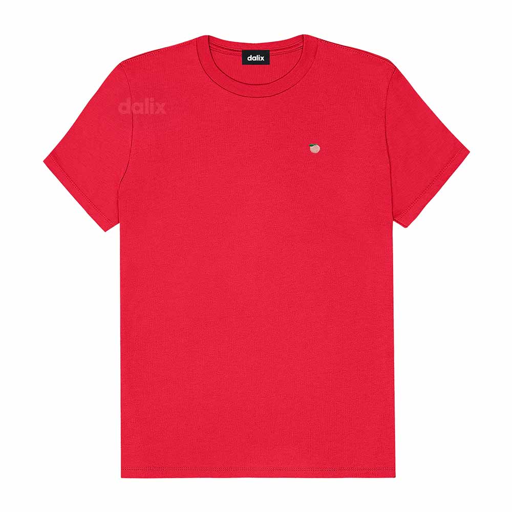 Dalix Lil Peach Cotton Tee Short Sleeve Soft Jersey Shirt Fruit Cute Womens in Red 2XL XX-Large