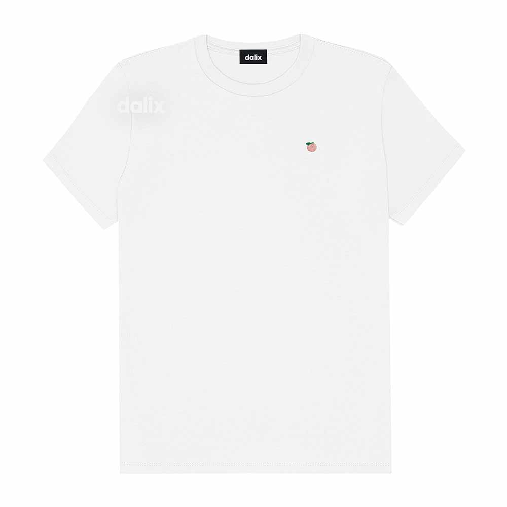 Dalix Lil Peach Cotton Tee Short Sleeve Soft Jersey Shirt Fruit Cute Womens in White 2XL XX-Large