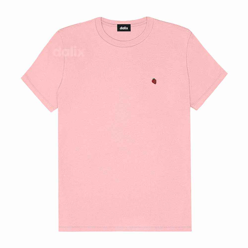 Dalix Lil Strawberry Cotton Tee Short Sleeve Soft Jersey Shirt Fruit Cute Womens in Pink 2XL XX-Large