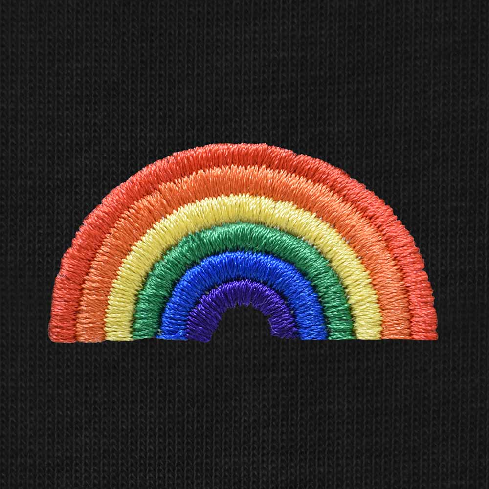 Dalix Rainbow Embroidered Lightweight Relaxed Jersey Tee Summer Cute Positive Womens in Black 2XL XX-Large