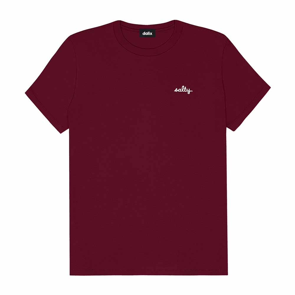 Dalix Salty Embroidery Cotton Tee Short Sleeve Casual Shirt Spring Summer Everyday Womens in Maroon 2XL XX-Large