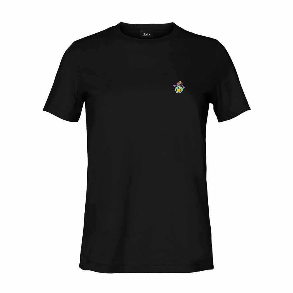 Dalix Sorcerer Frog Embroidered Cotton Relaxed Short Sleeve Tee T Shirt Womens in Black 2XL XX-Large