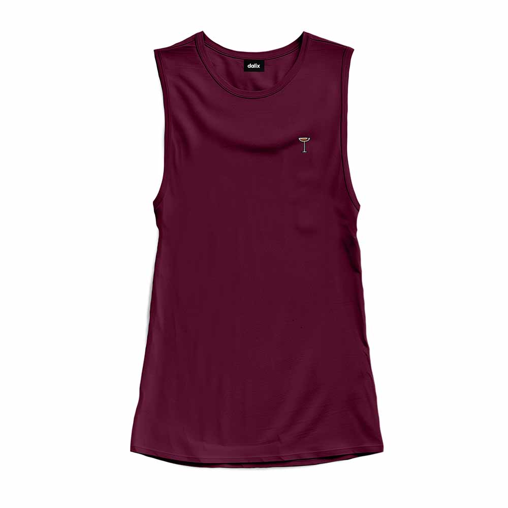 Dalix Espresso Martini Embroidered Muscle Tank Cotton Soft Outdoor Summer Womens in Mauve 2XL XX-Large