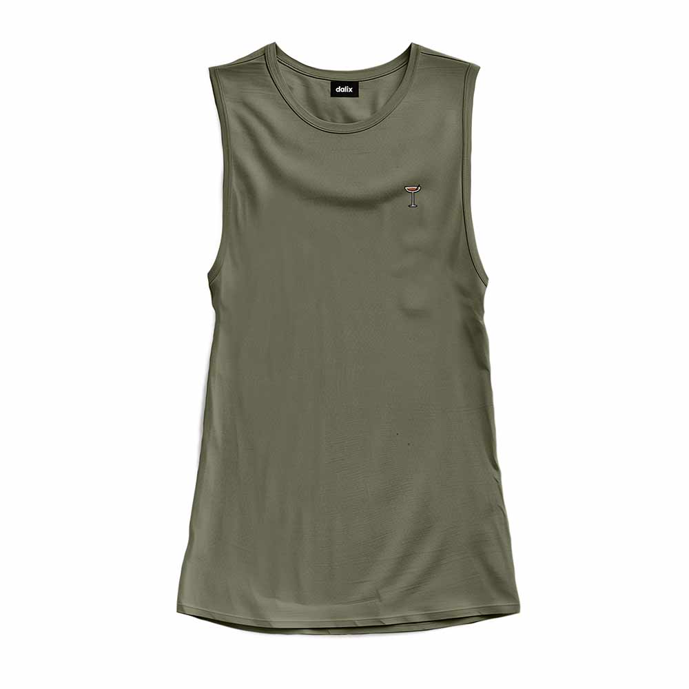 Dalix Espresso Martini Embroidered Muscle Tank Cotton Soft Outdoor Summer Womens in Navy Blue 2XL XX-Large