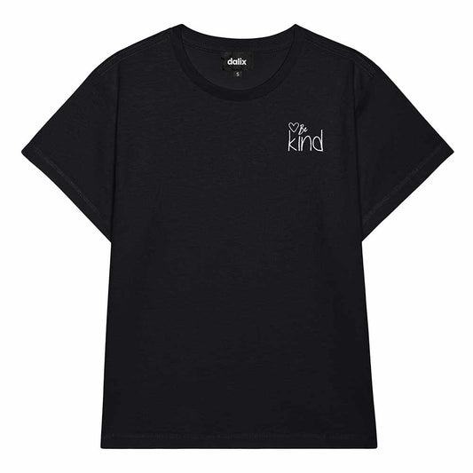 Dalix Be Kind Cropped Tee Lightweight High Waisted Short Sleeve Summer Shirt Womens in Black S Small