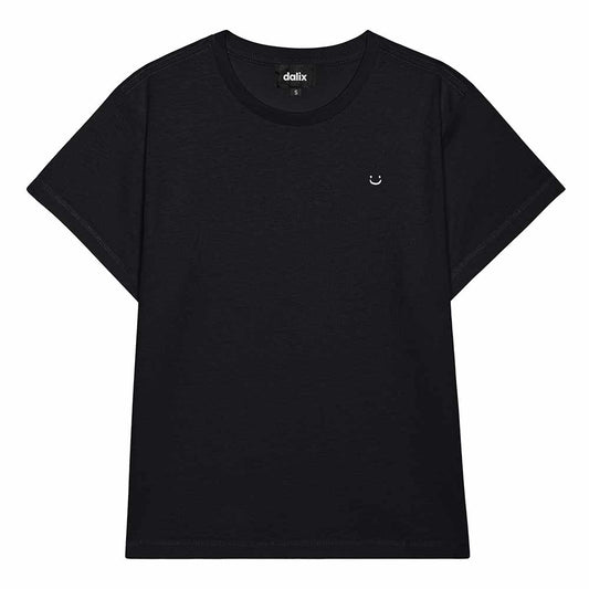 Dalix Lil Smile Cropped Tee Lightweight High Waisted Short Sleeve Summer Shirt Womens in Black S Small