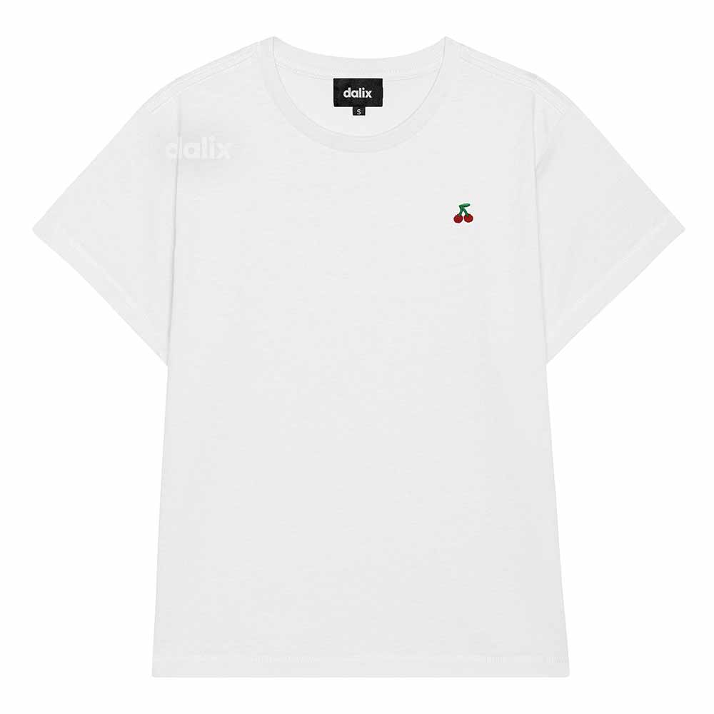 Dalix Lil Cherry Cropped Tee Lightweight High Waisted Short Sleeve Summer Shirt Womens in White S Small