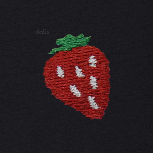 Dalix Lil Strawberry Cropped Tee Lightweight High Waisted Short Sleeve Summer Shirt Womens in Black S Small