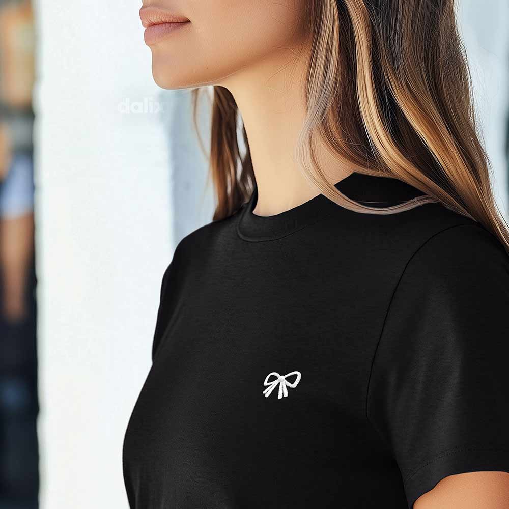 Dalix Bow Everyday Tee Lightweight Short Sleeve Summer Shirt Womens in Black S Small