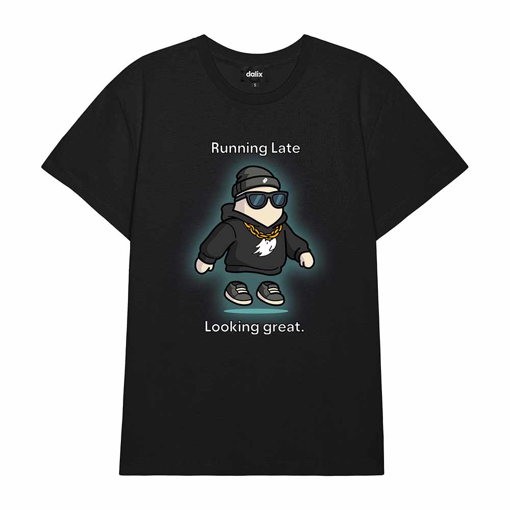 Dalix Running Late Tee Short Sleeve Cotton T Shirt Summer Mens