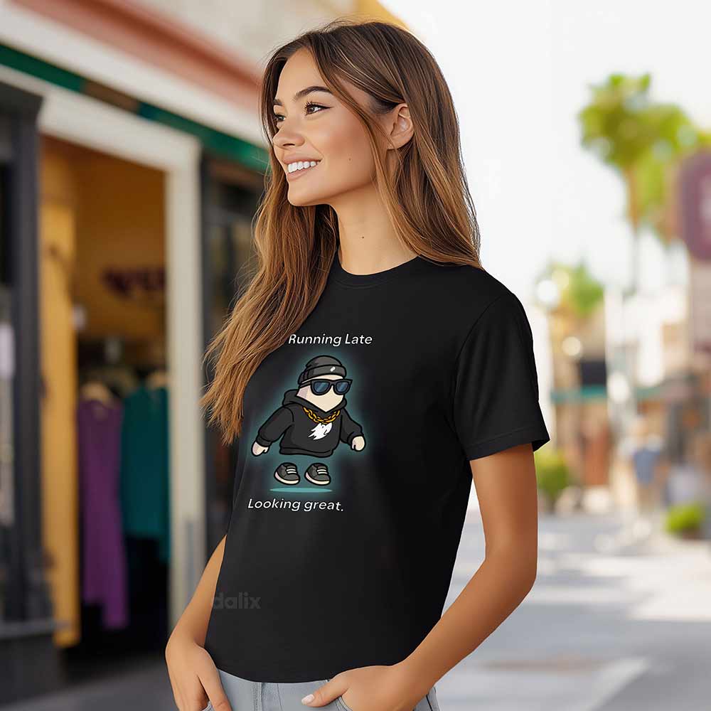 Dalix Running Late Tee Short Sleeve Cotton T Shirt Summer Mens