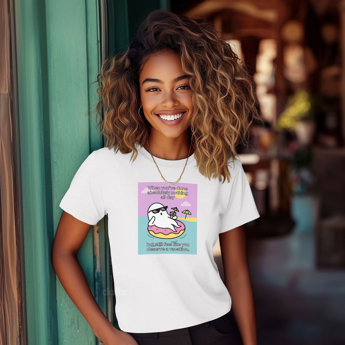 Dalix Womens Ghost Vacation Graphic Tee