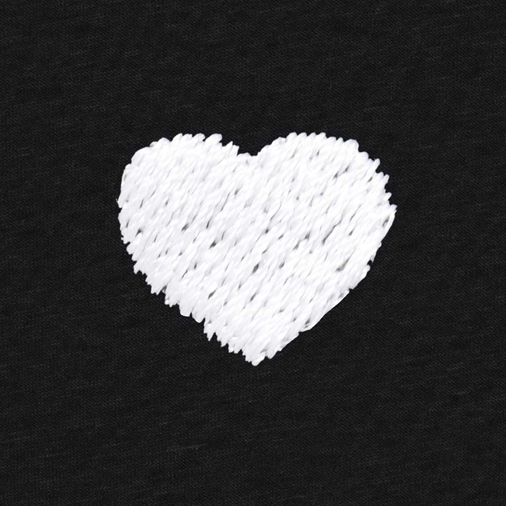 Dalix Lil Heart Everyday Tee Lightweight Short Sleeve Summer Shirt Womens in Black S Small