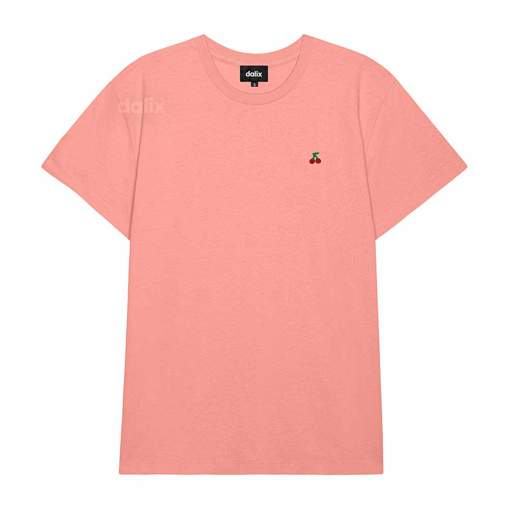 Dalix Lil Cherry Everyday Tee Lightweight Short Sleeve Summer Shirt Womens in Dusty Rose S Small