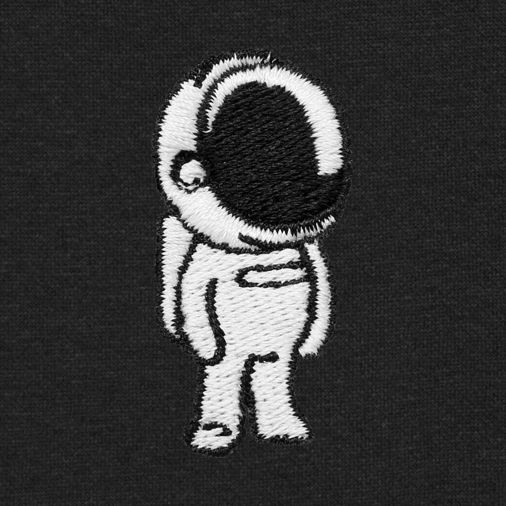 Dalix Astronaut Embroidered Short Soft Fleece Relaxed Drawstring Fit Lounge Mens in Black S Small