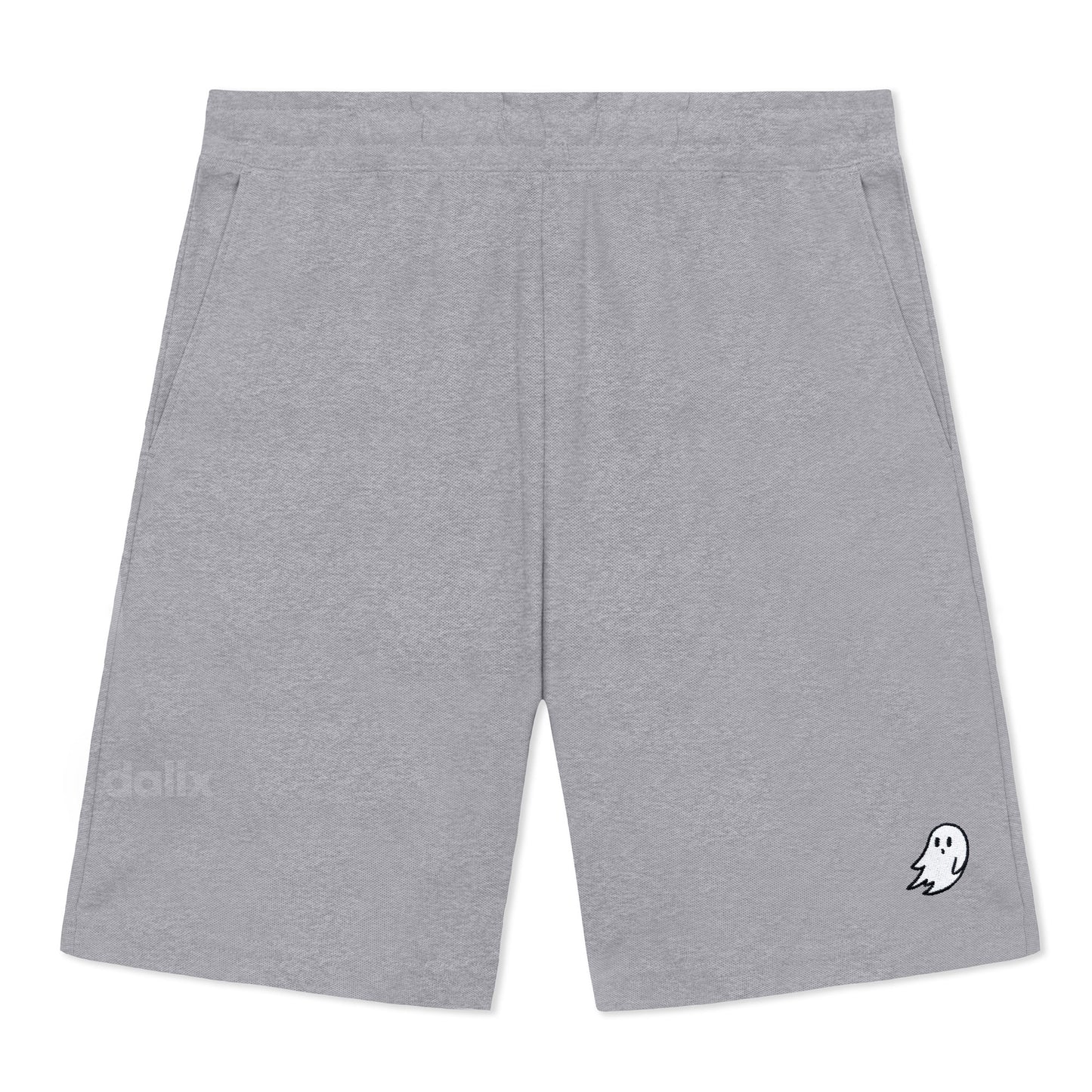Dalix Ghost Gym Short Sport Embroidered Casual Pocket Mesh Drawcord Waist Mens in Htr Gray S Small