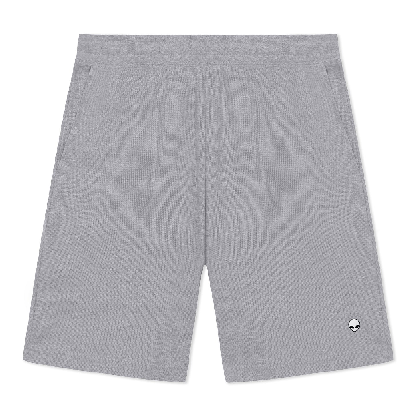 Dalix Lil Alien Gym Short Sport Embroidered Casual Pocket Mesh Drawcord Waist Mens in Htr Gray S Small