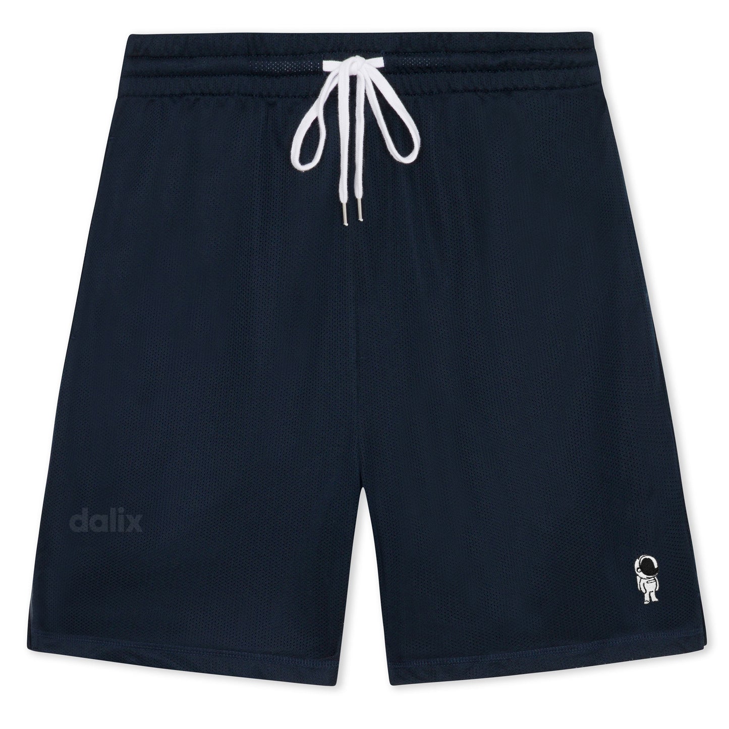 Dalix Astronaut Court Short Sport Embroidered Casual Pocket Mesh Drawcord Waist Mens in Navy Blue S Small