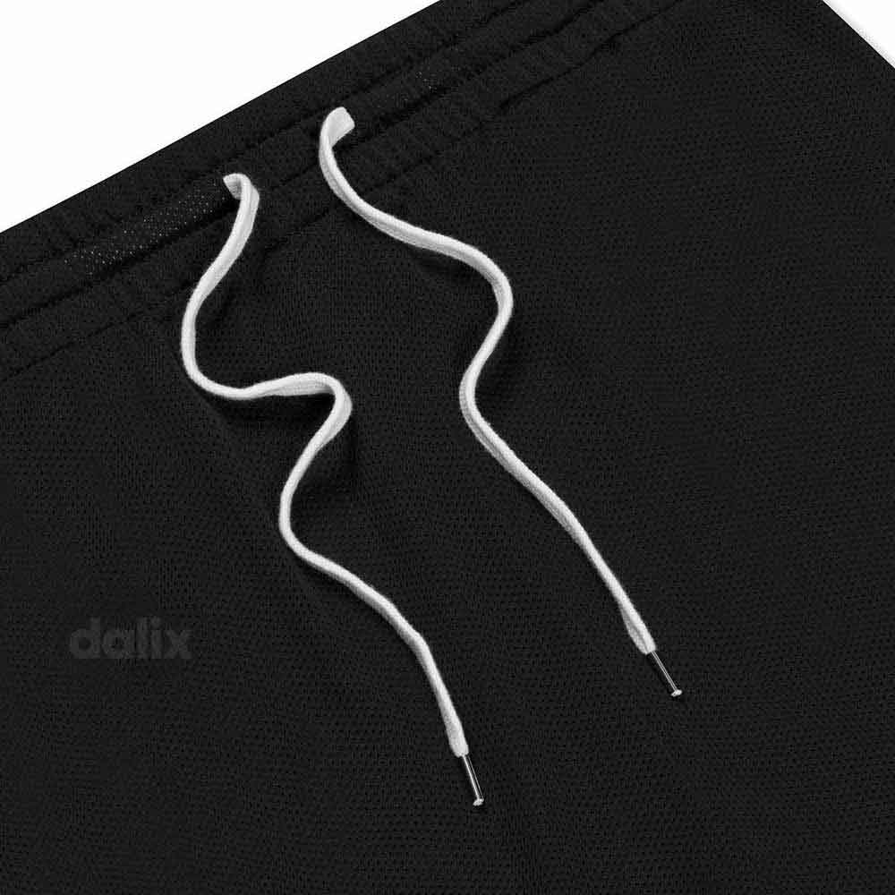 Dalix Lil Alien Court Short Sport Embroidered Casual Pocket Mesh Drawcord Waist Mens in Black S Small