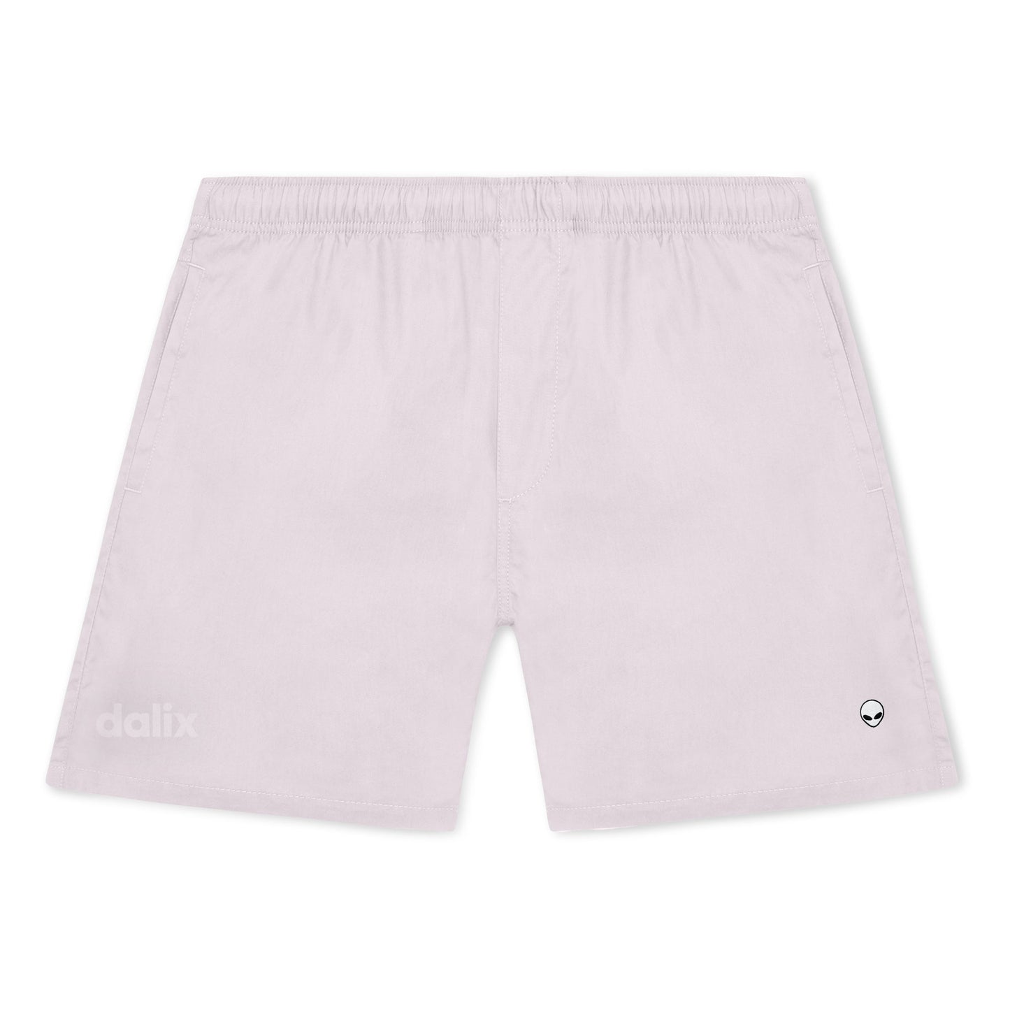 Dalix Lil Alien Beach Short Embroidered Casual Pocket Mesh Drawcord Waist Mens in Orchid S Small