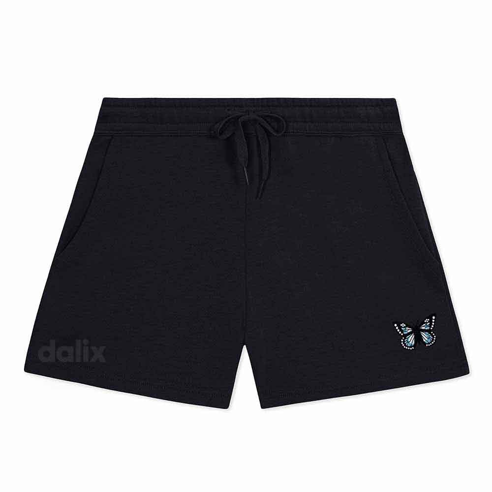 Dalix Womens Butterfly Midweight Washed Fleece Shorts