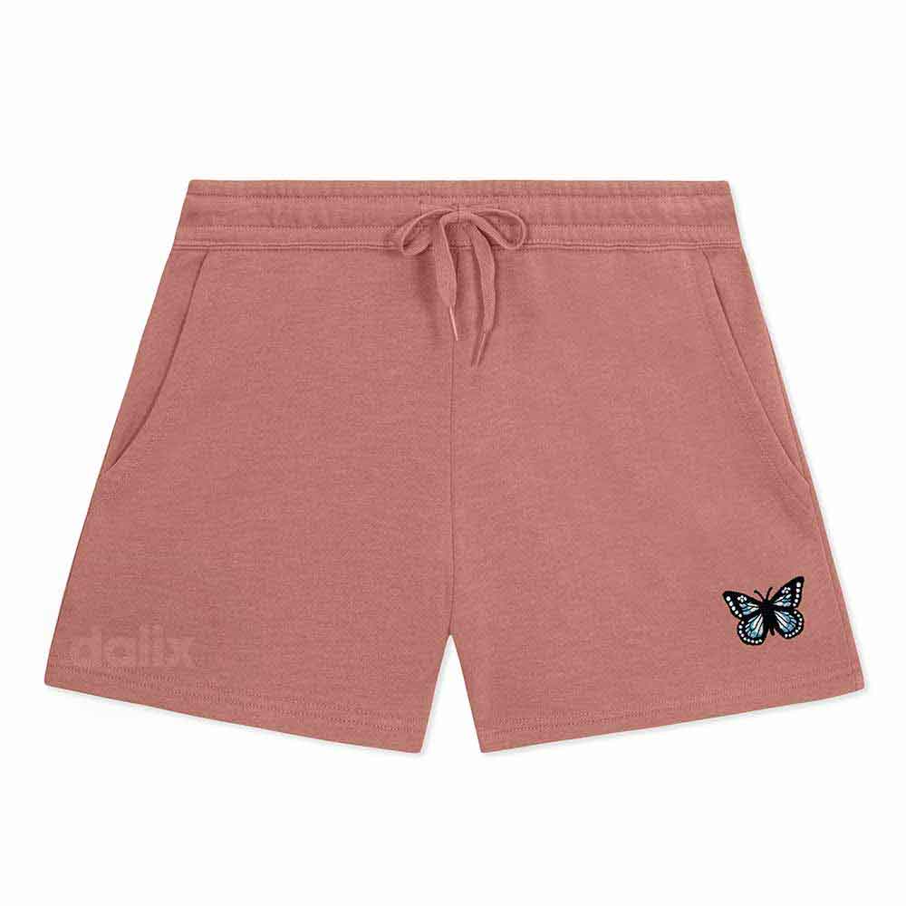 Dalix Womens Butterfly Midweight Washed Fleece Shorts