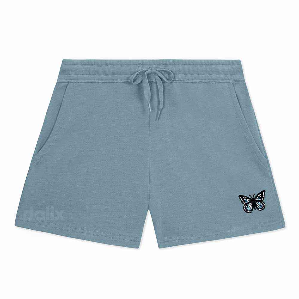 Dalix Womens Butterfly Midweight Washed Fleece Shorts