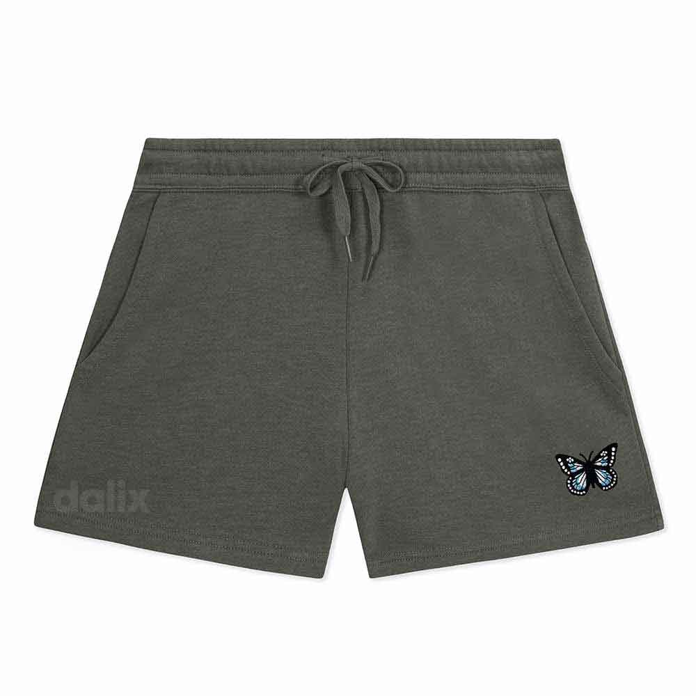 Dalix Womens Butterfly Midweight Washed Fleece Shorts