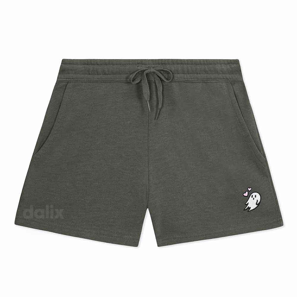Dalix Womens Heartly Ghost Midweight Washed Fleece Shorts